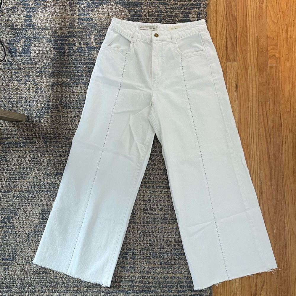 Pilcro | White, Wide Leg Crop Jeans - Size 28
